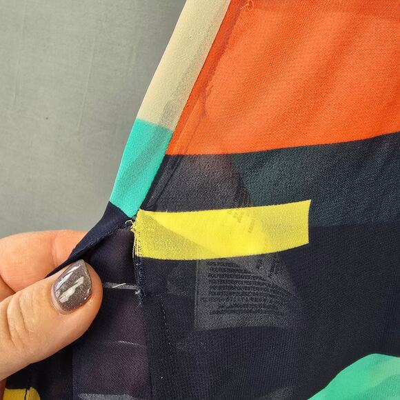 Guess Side Slit Sleeveless Maxi Dress Women Size Medium Vibrant Multicolor Scoop - Picture 10 of 15